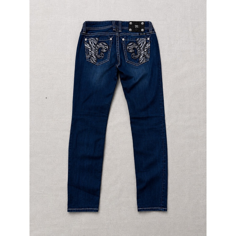 Miss Me Jessie Skinny Jeans Women's 27 Blue Stretch Denim Embellished Pockets